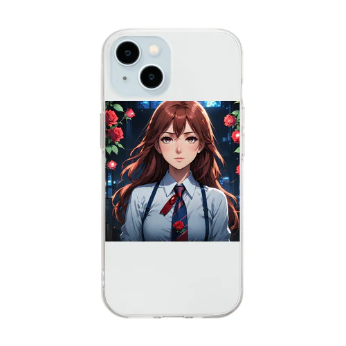 薔薇と少女 Soft Clear Smartphone Case