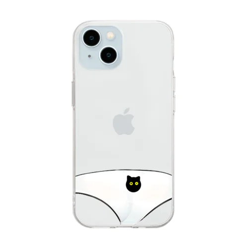 黒猫白パンツ Soft Clear Smartphone Case