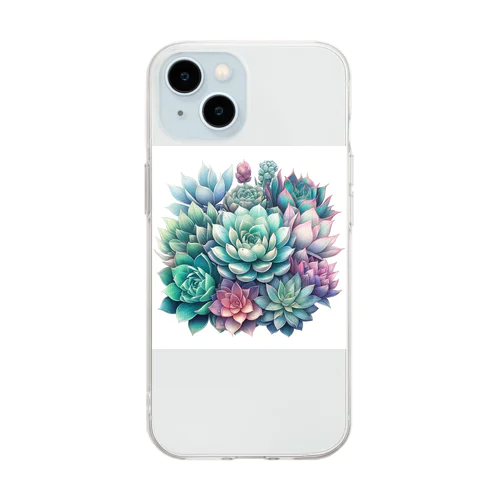 綺麗な多肉植物グッズ Soft Clear Smartphone Case