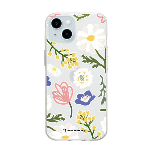 Spring Flower Pattern 春の花柄 Soft Clear Smartphone Case