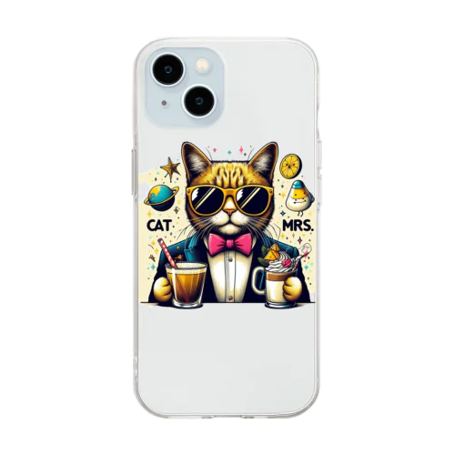 猫サン Soft Clear Smartphone Case