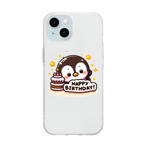 happybirthday　penguin ソフトクリアスマホケース