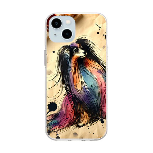 カラフル毛長犬インク印刷 Soft Clear Smartphone Case