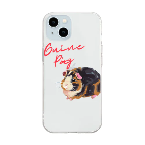 油絵風「GuineaPig」三毛モルモット Soft Clear Smartphone Case