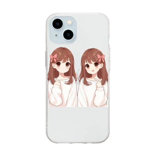 双子の姉妹 Soft Clear Smartphone Case