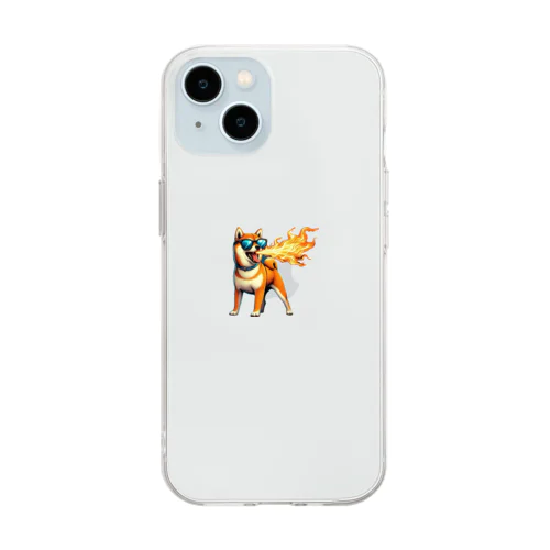 火を吹く柴犬 Soft Clear Smartphone Case