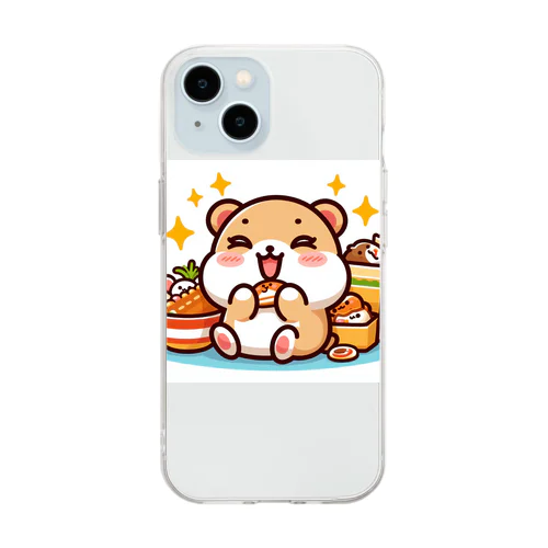 食欲旺盛なかわいいハムスター Soft Clear Smartphone Case