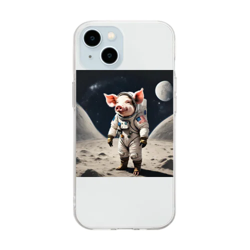 豚の宇宙飛行士 Soft Clear Smartphone Case