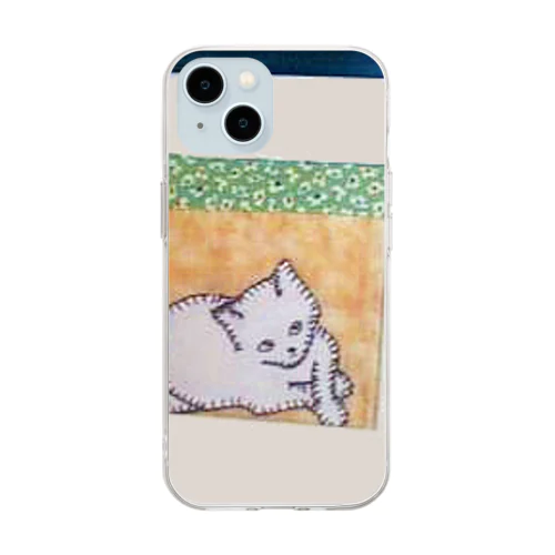 アップリケ猫 Soft Clear Smartphone Case