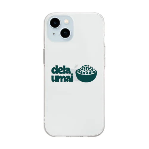 dela umai ライスTシャツ Soft Clear Smartphone Case