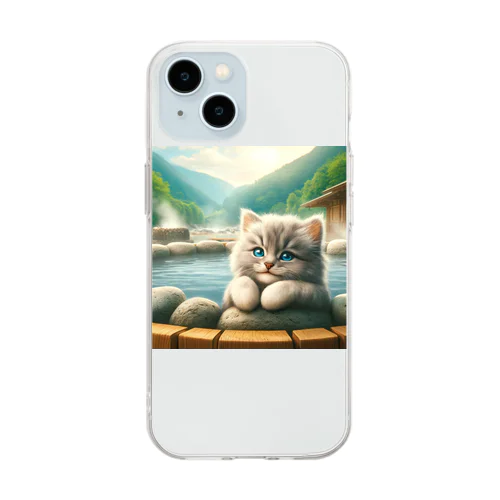 子猫の温泉旅行 Soft Clear Smartphone Case