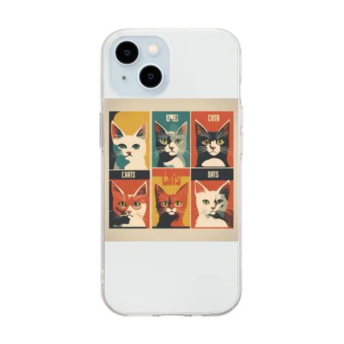6匹の猫 Soft Clear Smartphone Case