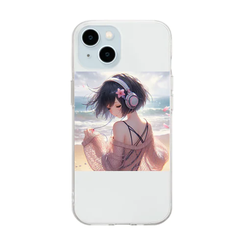 ビーチで音楽 らごちゃん💕 Soft Clear Smartphone Case