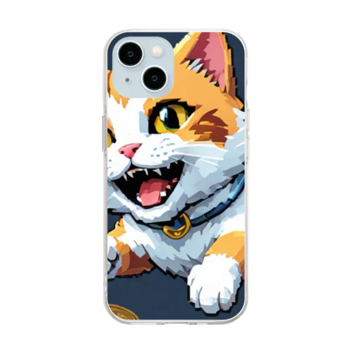 猫に小判 Soft Clear Smartphone Case