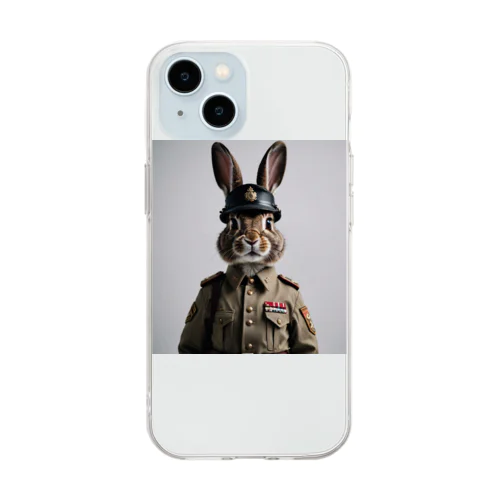 軍人ウサギ#6 Soft Clear Smartphone Case