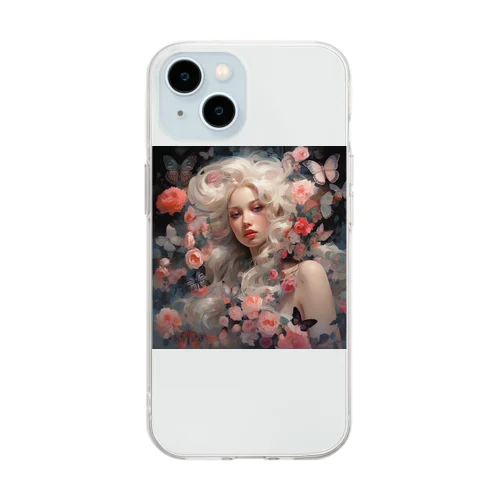 花と美女　なでしこ1478 Soft Clear Smartphone Case