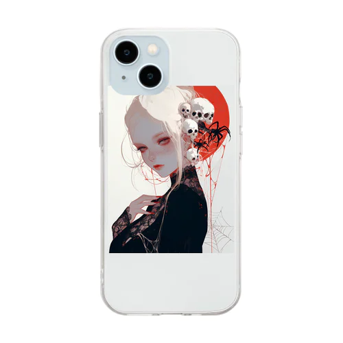 美女とドクロラフルール　1859 Soft Clear Smartphone Case