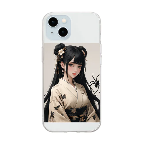 黒髪「蜘蛛と私」 Soft Clear Smartphone Case