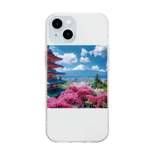 絶景な富士山ツツジ満開な季節 アメジスト2846 Soft Clear Smartphone Case