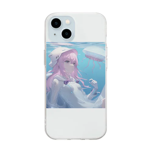 クラゲみたいなAIロボット Soft Clear Smartphone Case