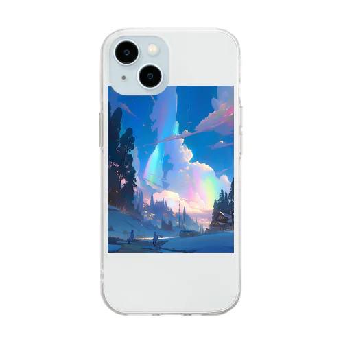 オーロラ夜空の輝き　なでしこ1478 Soft Clear Smartphone Case