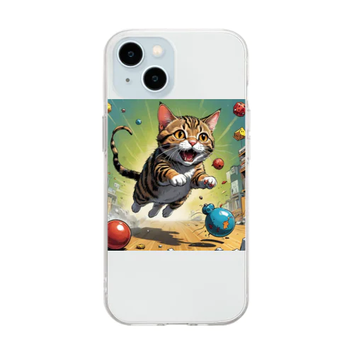 駆け出す猫 Soft Clear Smartphone Case