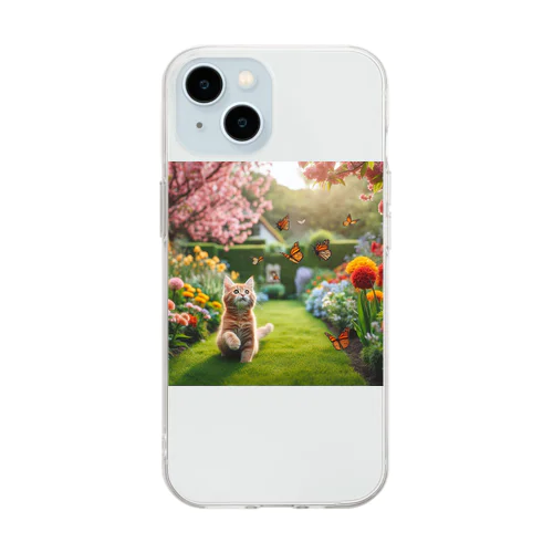 猫 in 花園 Soft Clear Smartphone Case