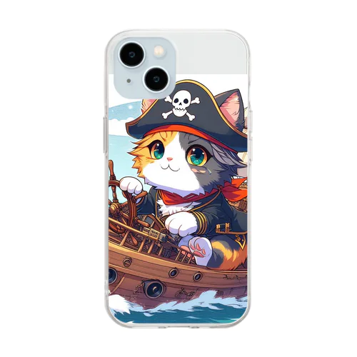 三毛猫プクちゃん　海賊 Soft Clear Smartphone Case