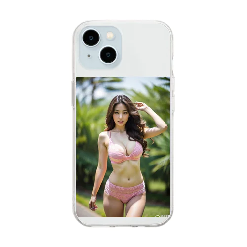 「海辺の恋模様: AI美女のビーチウェア・ファンタジー」vol248 Soft Clear Smartphone Case