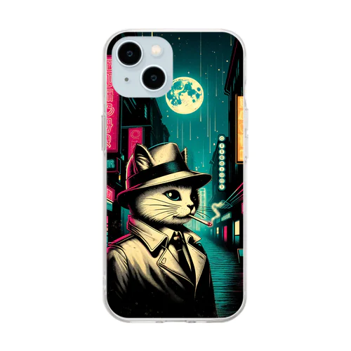 Detective cat Soft Clear Smartphone Case