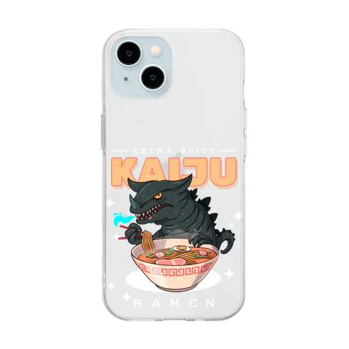 レトロアニメ怪獣ラーメン  Soft Clear Smartphone Case