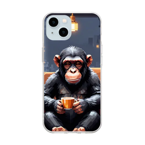ティータイムチンパンジー。 Soft Clear Smartphone Case