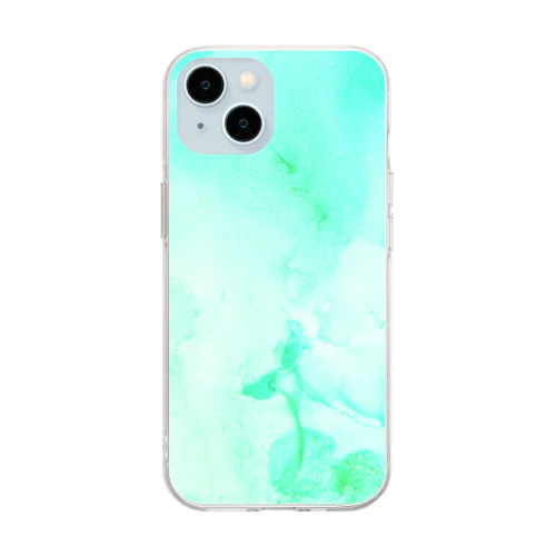 綺麗な水彩カラー　EMERALD GREEN Soft Clear Smartphone Case