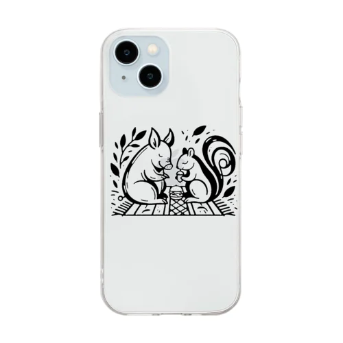 豚さんとランチ Soft Clear Smartphone Case