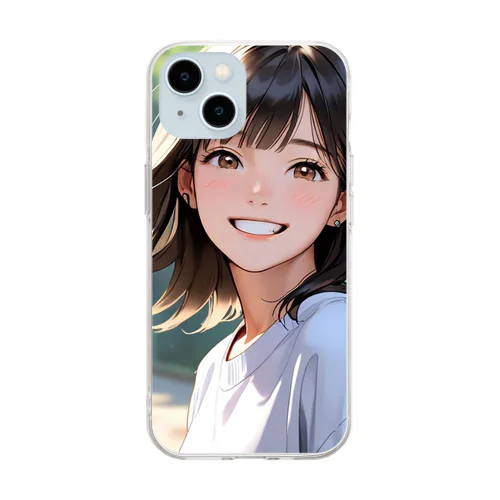 元気をもらえる笑顔 Soft Clear Smartphone Case