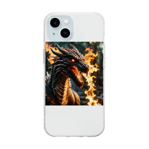 炎のドラゴン Soft Clear Smartphone Case