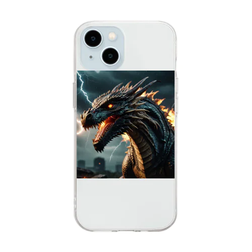 雷のドラゴン Soft Clear Smartphone Case