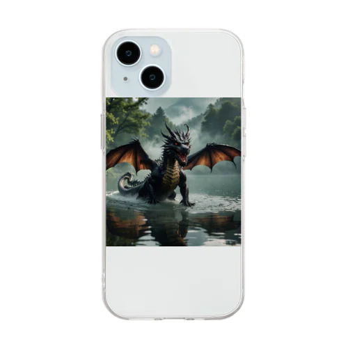 湖のドラゴン Soft Clear Smartphone Case