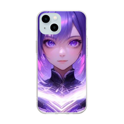 紫の魔法少女 Soft Clear Smartphone Case