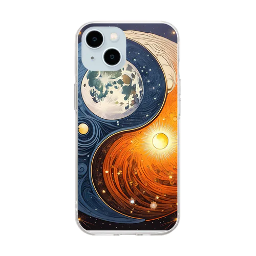 月と太陽 Soft Clear Smartphone Case