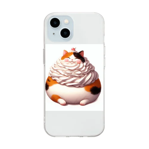 クリーム三毛猫 Soft Clear Smartphone Case