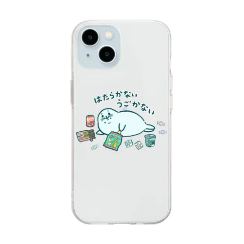 働かないアザラシ Soft Clear Smartphone Case