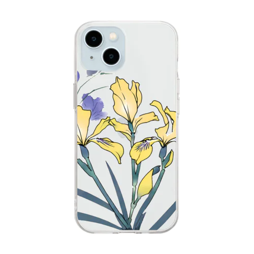 RetrowaveFlower-ハナショウブ- Soft Clear Smartphone Case