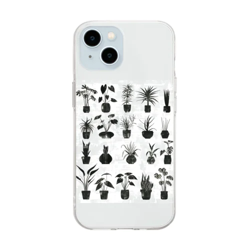 モノクロームの植物園 Soft Clear Smartphone Case