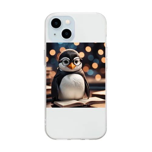 人気者のペンギンがメガネをかけている画像！  Soft Clear Smartphone Case