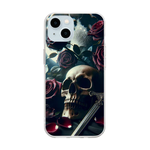 死神と薔薇（縦）AI生成 Soft Clear Smartphone Case