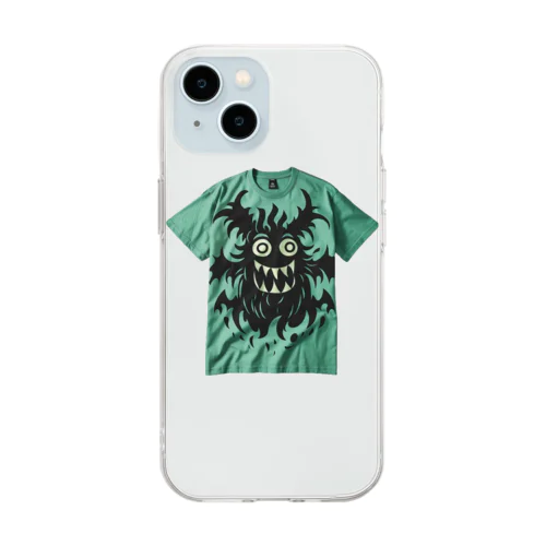 怪獣Tシャツデザイン Soft Clear Smartphone Case