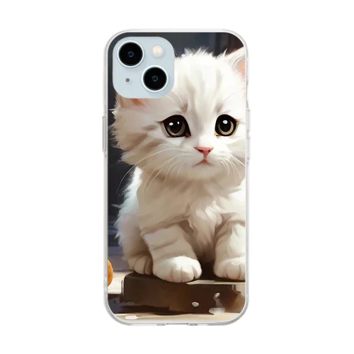 ボールであそぼうとしているねこ Soft Clear Smartphone Case