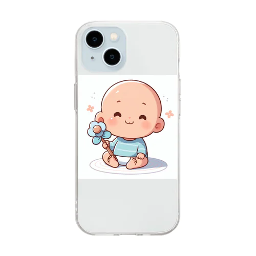 可愛らしい赤ちゃん、笑顔🎵 Soft Clear Smartphone Case