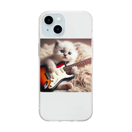 ストラトと白い子猫 Soft Clear Smartphone Case